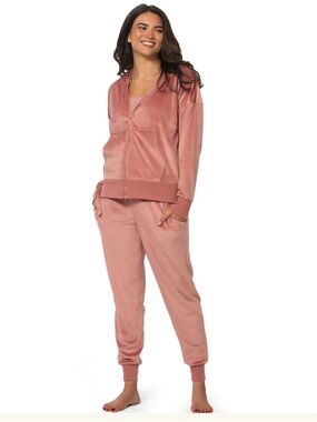 Felina Rose Gold Luxe Velour Zip Hoodie & Jogger Set